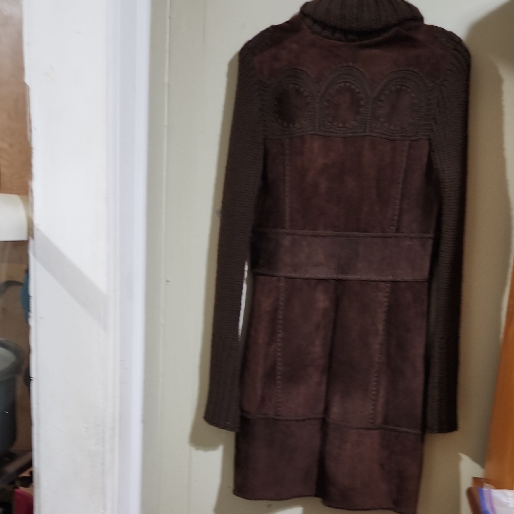 Chic Women's Brown Patchwork Coat NWT - image 8